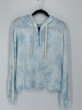 Gap Blue Tie Dye Hooded Half Zip Pullover Sweatshirt Women Small Ethereal Clouds